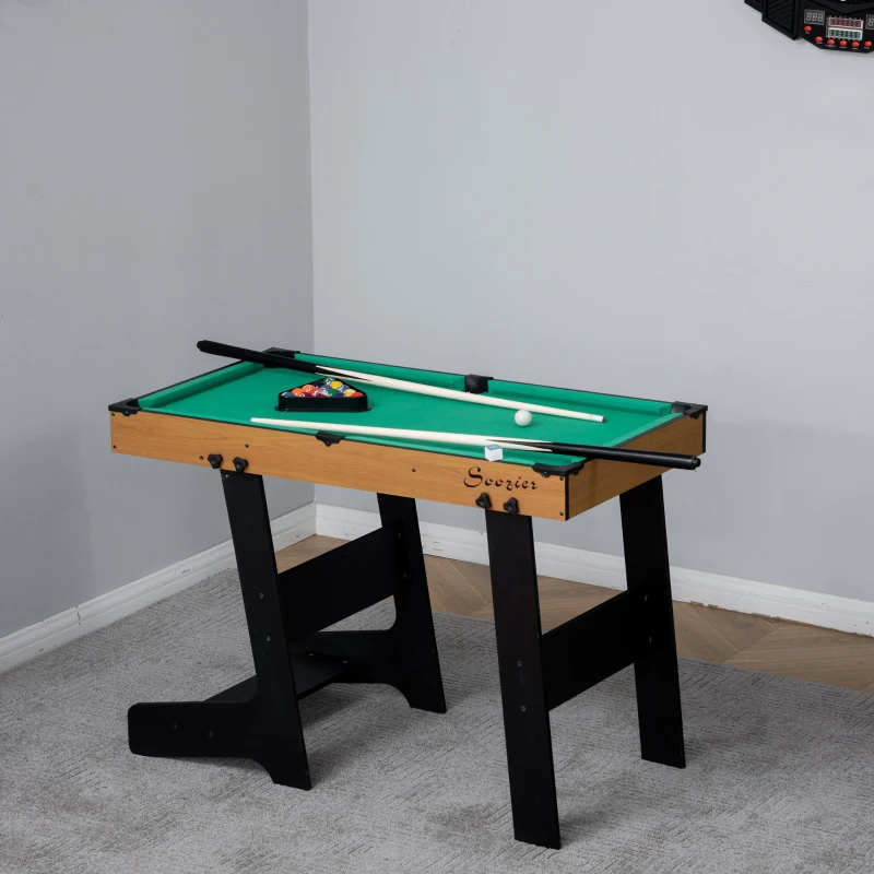 Soozier 38'' Mini Pool Table Set Tabletop Billiards Game, Fun for Whole Family Game Room Man Cave, with Easy Folding for Storage, with Balls, Cues, Chalk, Brush