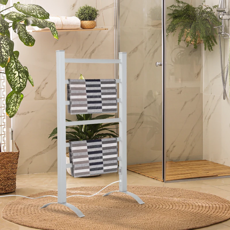 HOMCOM 6-Bar Aluminum Freestanding Electric Towel Warmer Drying Rack