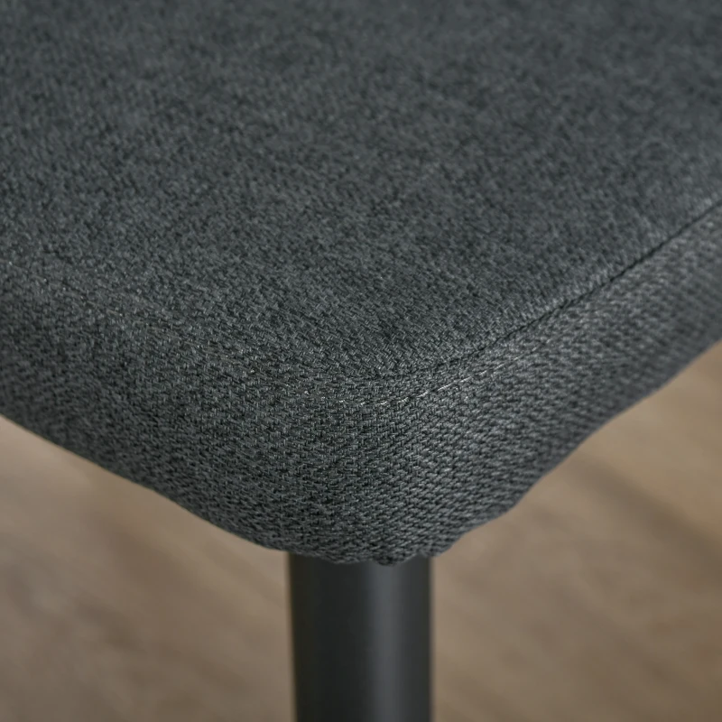 HOMCOM Modern Dining Chair Set of 2, Fabric Upholstered Side Chairs for Kitchen Living Room with Metal Legs, Charcoal Grey