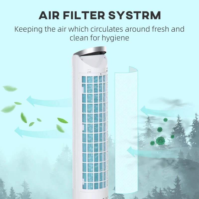 HOMCOM 40" Portable Oscillating Air Cooler Fan for Home Office, 3-In-1 Standing Ice Floor Fan with Humidifier, 3 Modes, 3 Speeds, 8H Timer, Remote, LED Display, White