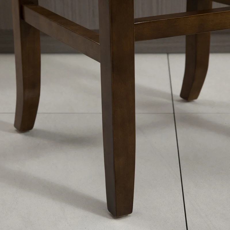 HOMCOM Modern Bar Height Bar Stools Set of 2, 30" Seat Height Bar Chair for Kitchen Living Room with Mid Back, Wood Legs, Nailhead Trim & Tufted Upholstery, Beige