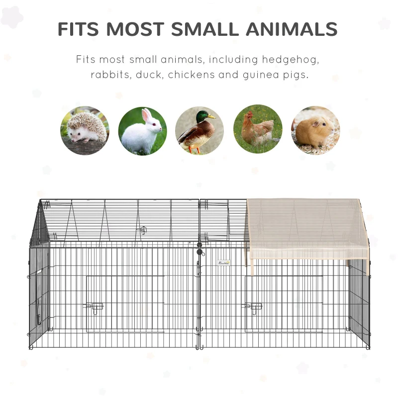 PawHut 87x41x41-IN Cat Catio Guinea Pig Cage Rabbit Cage Metal Chicken Coop Run Duck Fence with Cover and Multiple Doors, Beige