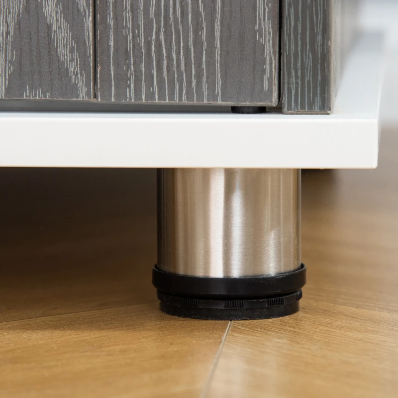 PawHut 34'' 2-in-1 Wooden Dog Kennel, Modern Wire Animal Crate, Pet Cage with Lockable Door and Adjustable Foot Pads, for Small and Medium Dogs, Grey and White