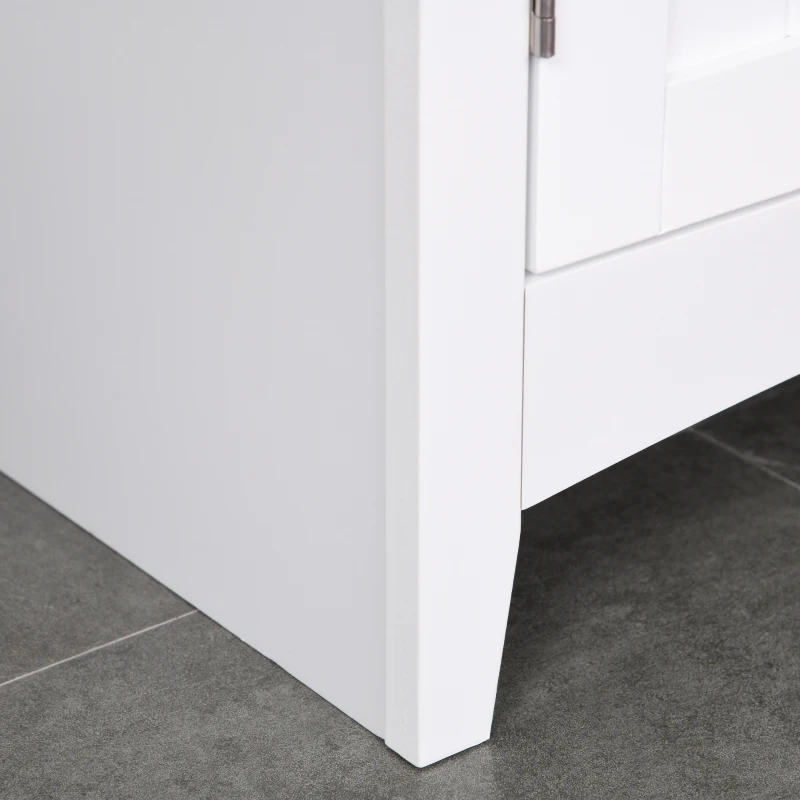 HOMCOM Kitchen Buffet Hutch Cabinet, Freestanding Kitchen Pantry Storage Cabinet Cupboard with Framed Glass Door, Drawer and Microwave Space, White