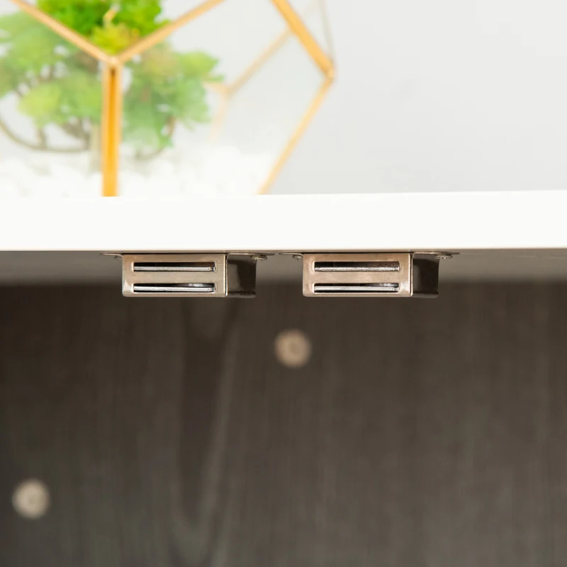 PawHut 34'' 2-in-1 Wooden Dog Kennel, Modern Wire Animal Crate, Pet Cage with Lockable Door and Adjustable Foot Pads, for Small and Medium Dogs, Grey and White