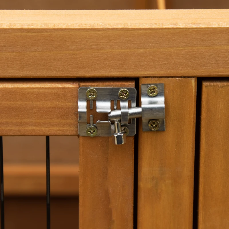 PawHut 47" 2-Story Rabbit Hutch, Wooden Bunny Cage, Guinea Pig House, with 2 Handles for Easy Movement, No Leak Tray, Openable Roof, Ramp, Feeding Shelf for Indoor/Outdoor, Orange