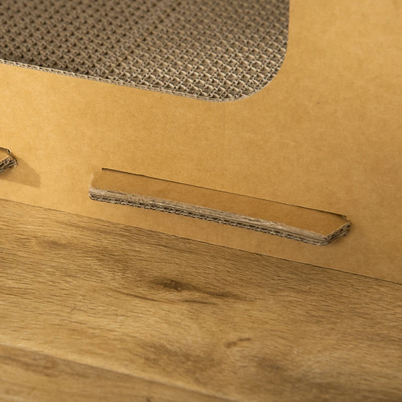 PawHut Cardboard Cat House DIY Cat Tree with Condos, Scratching Pad Board Hideaway Toy Pet Furniture, Brown