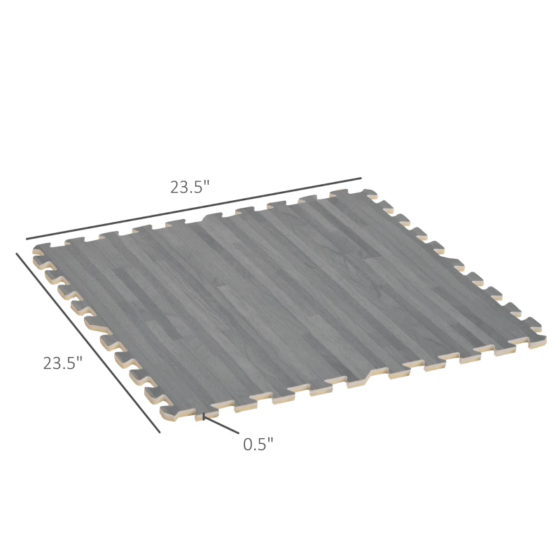 HOMCOM Soft EVA Foam Interlocking Floor Mats 96 Square Feet Exercise Workout Mat Kid Play Mat 24pcs (Grey)