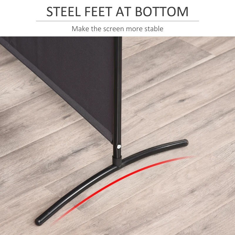 HOMCOM 6' 3 Panel Room Divider, Double Hinged Folding Wall Divider, Indoor Privacy Screen for Home Office,  Charcoal Grey