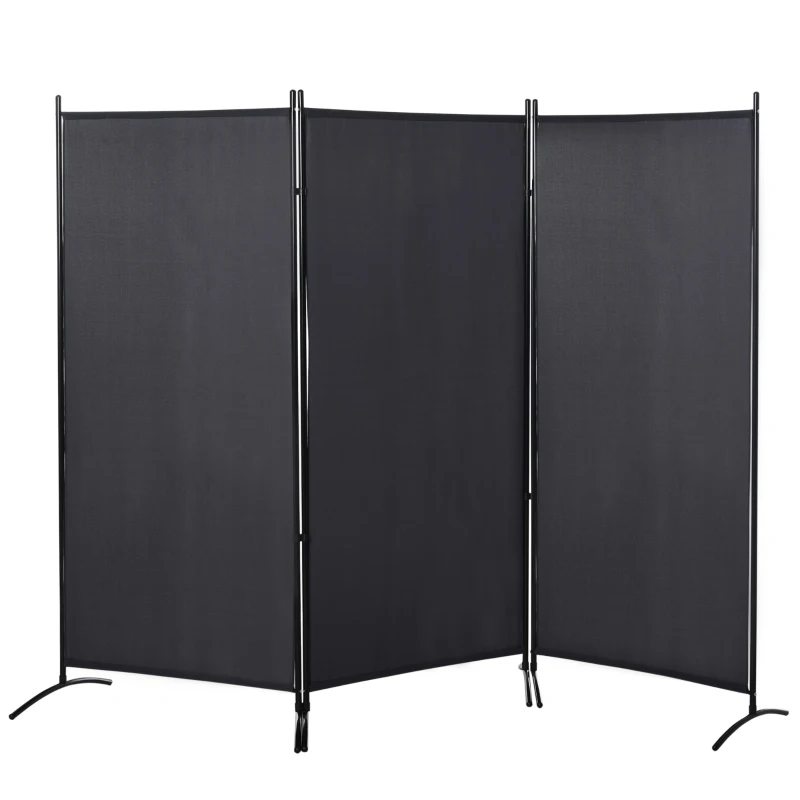 HOMCOM 6' 3 Panel Room Divider, Double Hinged Folding Wall Divider, Indoor Privacy Screen for Home Office,  Charcoal Grey