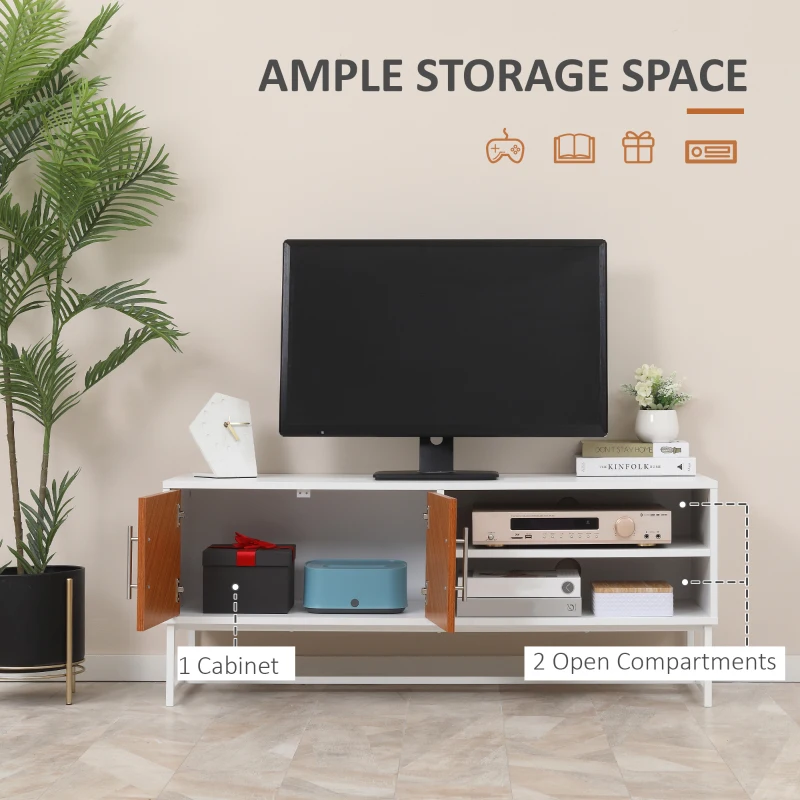 HOMCOM TV Stand with Open Shelves and  Storage Cupboard with Door, Entertainment Center with Cable Holes for TVs up to 47 inches, for Living Room Bedroom