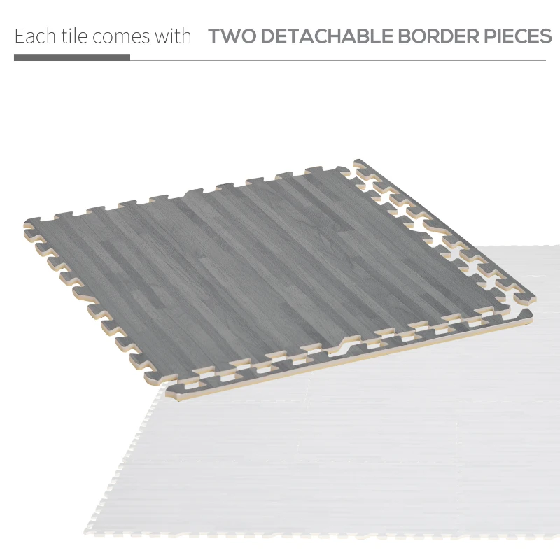 HOMCOM Soft EVA Foam Interlocking Floor Mats 96 Square Feet Exercise Workout Mat Kid Play Mat 24pcs (Grey)