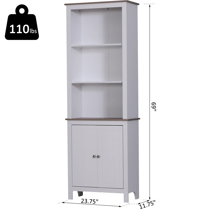 HOMCOM 69" Tall Wood Kitchen Pantry Cupboard Storage Cabinet Shelves Home Organizer White