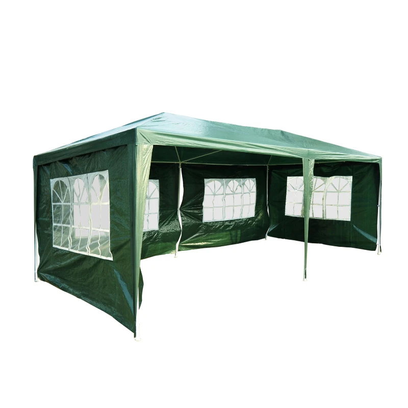 Outsunny 10' x 20' Party Tent Outdoor Event Camping Gazebo Canopy with 4 Removable Sidewalls (Green)