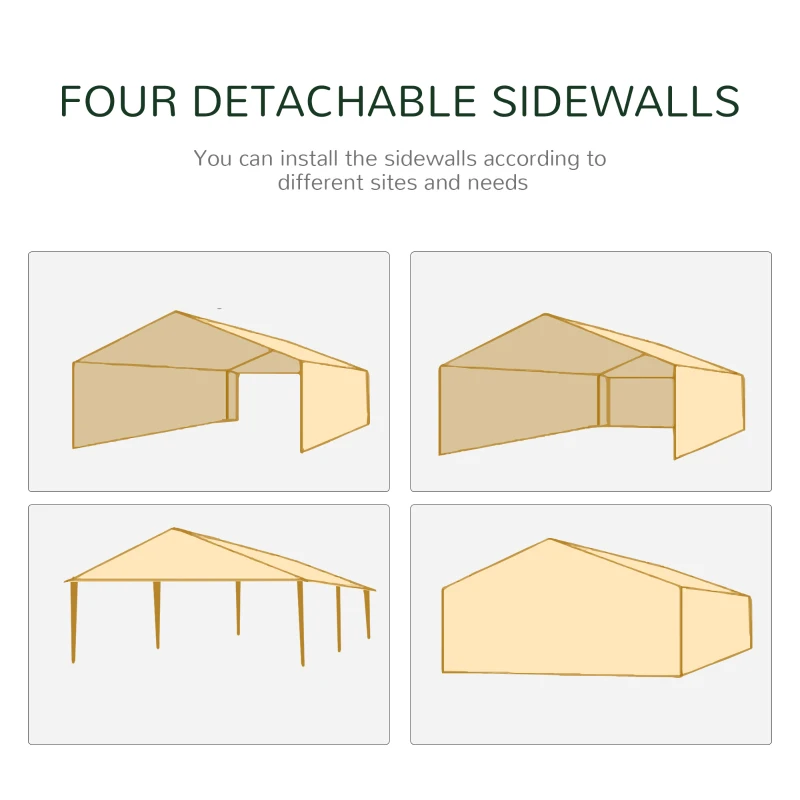 Outsunny 19' x 9' Party Tent Gazebo Canopy with 4 Removable Window Side Walls for Outdoor Event, Wind Ropes and Ground Stakes Included, White