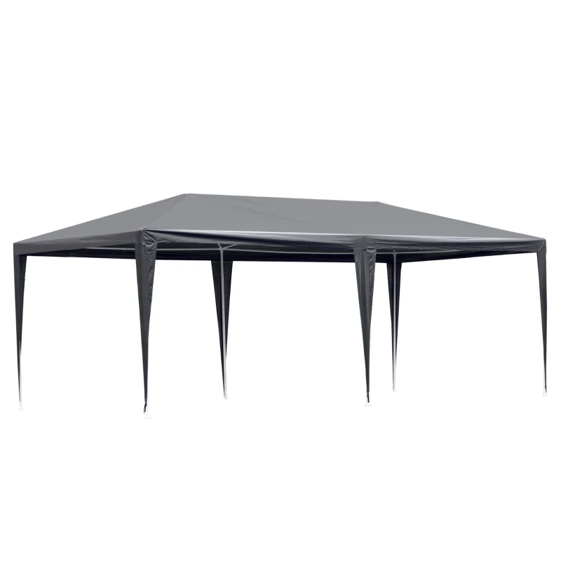 Outsunny 10' x 20' Party Tent Outdoor Canopy Garden Sun Shade with 8 Mosquito Mesh Netting and Zipper Door, Grey