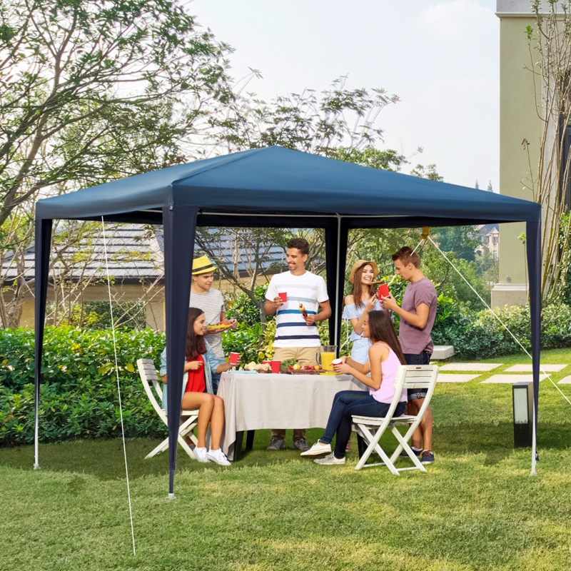 Outsunny 10x10ft Party Gazebo Tent Portable Garden Canopy Event Shelter Outdoor Sunshade Blue