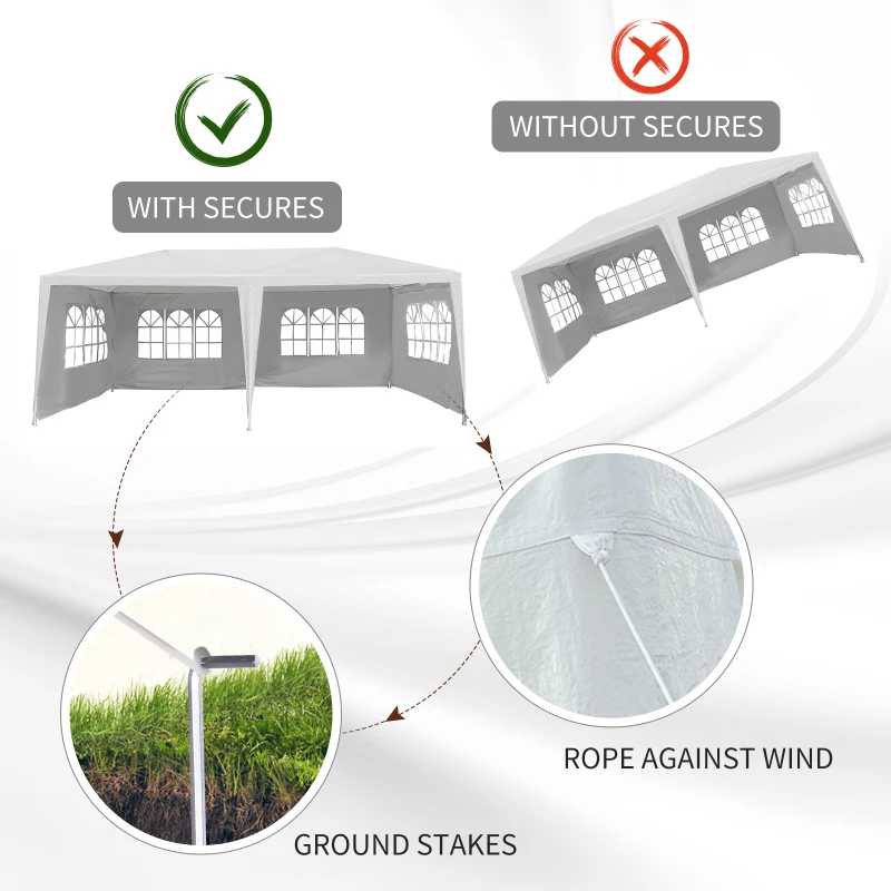 Outsunny 10' x 20' Party Tent Outdoor Event Camping Gazebo Canopy with 4 Removable Sidewalls (White)