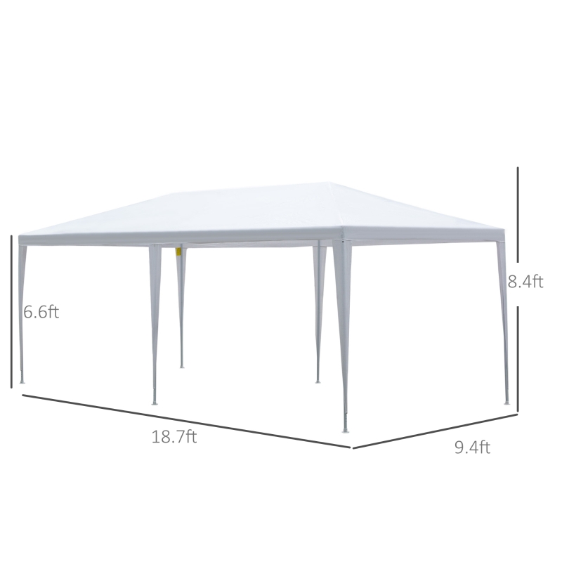 Outsunny 19' x 9' Party Tent Gazebo Canopy with 4 Removable Window Side Walls for Outdoor Event, Wind Ropes and Ground Stakes Included, White