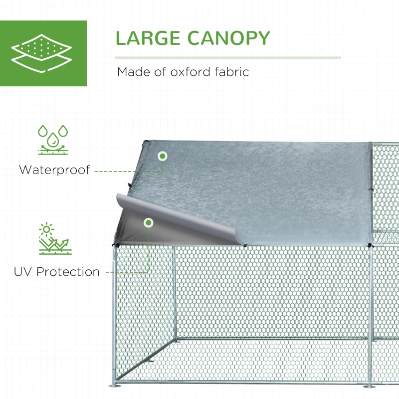 PawHut Large Chicken Coop Metal Chicken Run for Chickens with Waterproof and Anti-U Cover, Spire Shaped Walk in Fence Cage Hen House for Outdoor and Yard Farm Use, 1.26" Dia, 9.8' x 13.1' x 6.4'