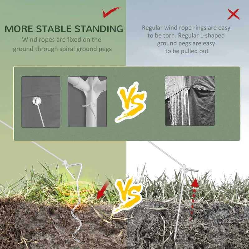 Outsunny 10' x 20' Party Tent Outdoor Canopy Garden Sun Shade with 8 Mosquito Mesh Netting and Zipper Door, Grey