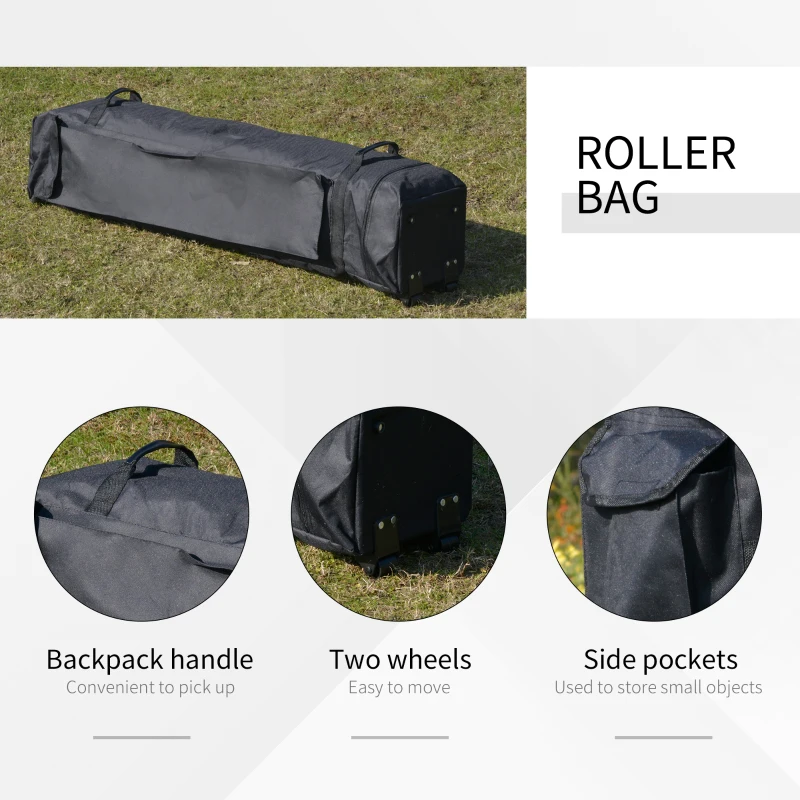 Outsunny 12' x 12' Foldable Pop-up Party Tent Instant Canopy Sun Shade Gazebo Shelter Steel Frame Oxford w/ Roller Bag, Khaki, Brown