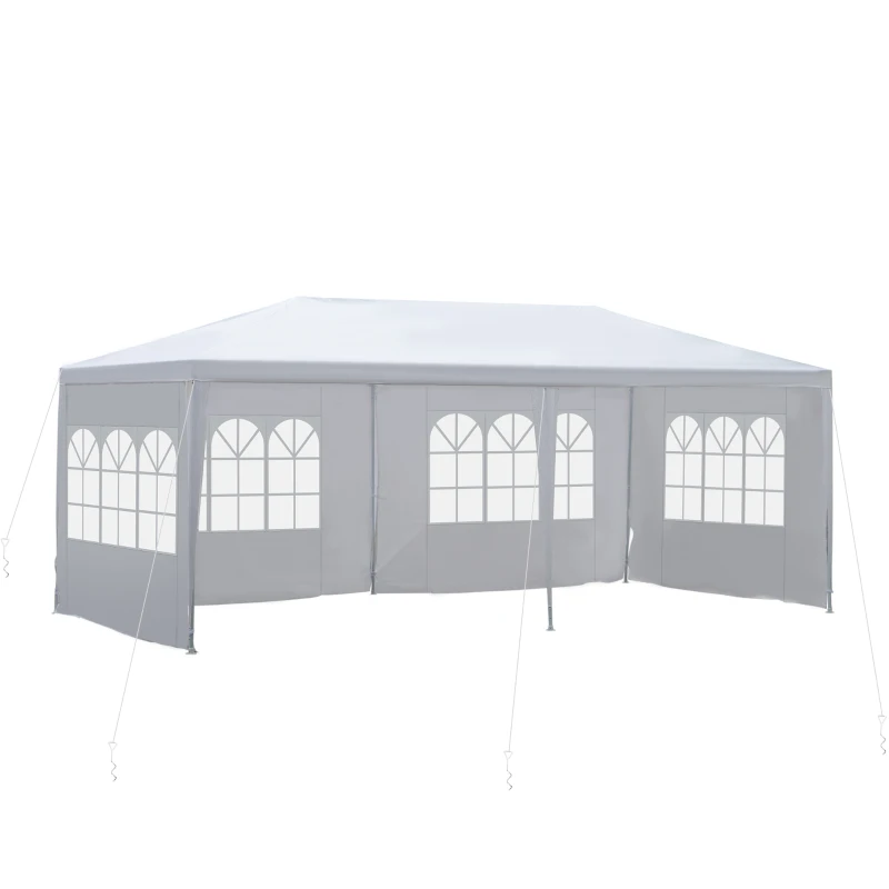 Outsunny 19' x 9' Party Tent Gazebo Canopy with 4 Removable Window Side Walls for Outdoor Event, Wind Ropes and Ground Stakes Included, White