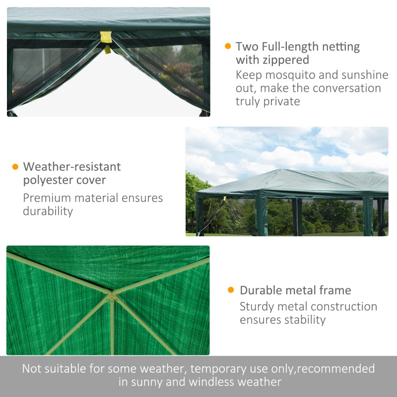 Outsunny 10'x20' Gazebo  Party Tent Outdoor Event Canopy Garden Sun Shade with Removable Mosquito Mesh Netting