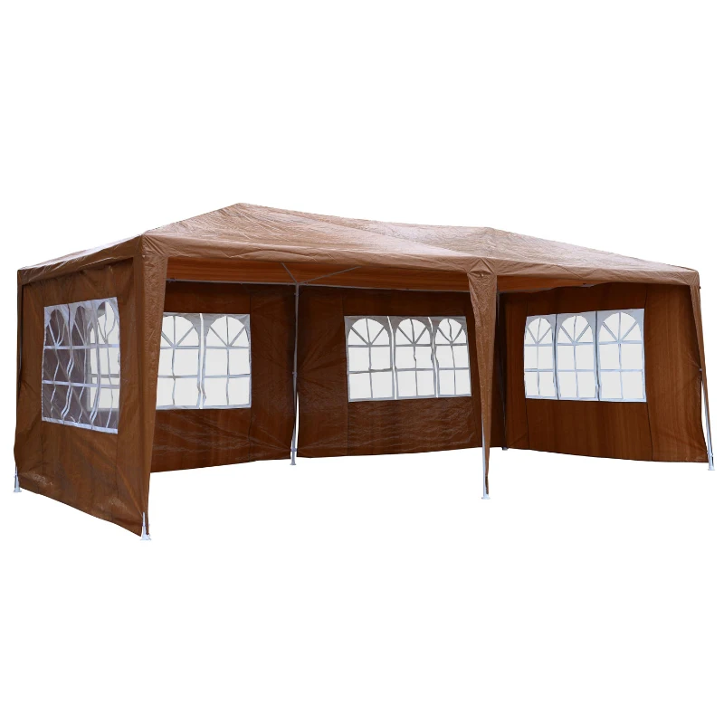 Outsunny 10’ x 20’  Party Tent Outdoor Event Camping Gazebo Canopy with 4 Removable Sidewalls (Coffee)