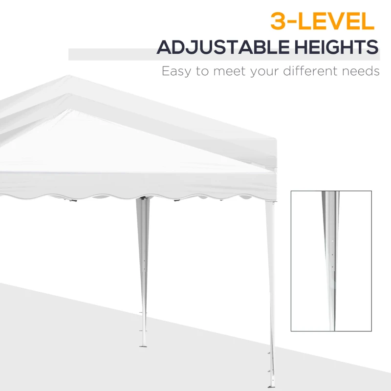 Outsunny 10' x 10' Pop Up Canopy Tent, Instant Shelter with Carry Bag, Adjustable Height, Garden Outdoor Party Tent, White
