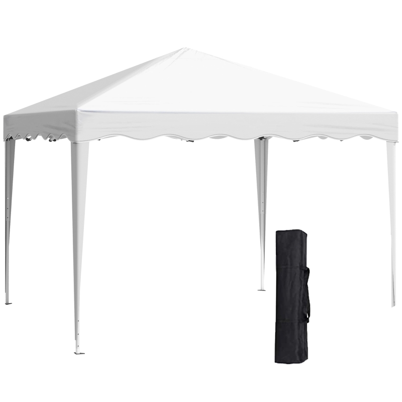 Outsunny 10' x 10' Pop Up Canopy Tent, Instant Shelter with Carry Bag, Adjustable Height, Garden Outdoor Party Tent, White