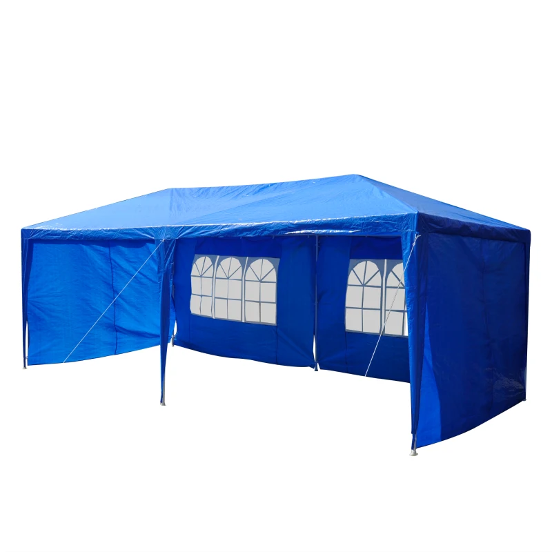 Outsunny 20ftx10ft Party Tent Gazebo Camping  Canopy Removable Walls Blue