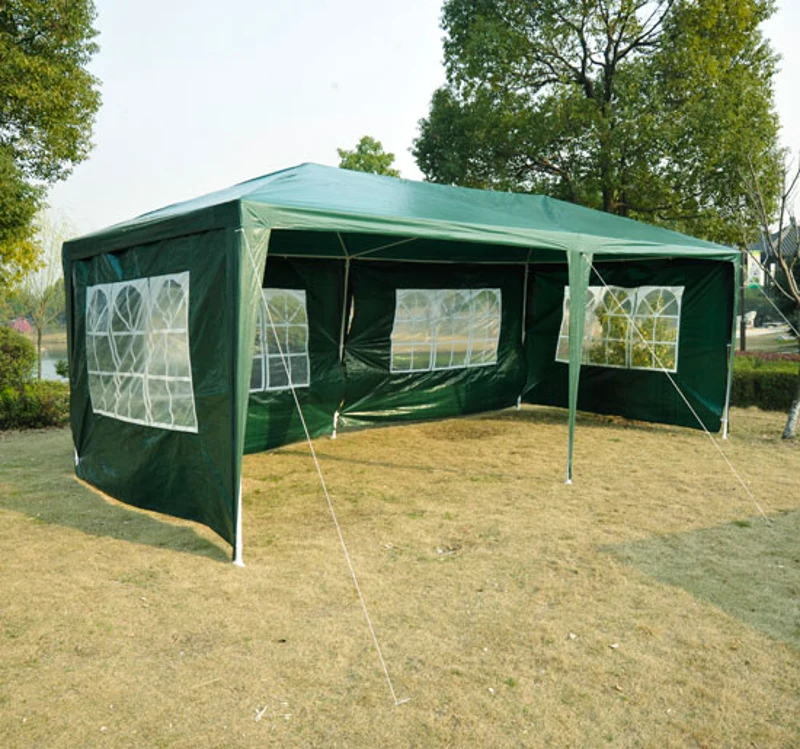 Outsunny 10' x 20' Party Tent Outdoor Event Camping Gazebo Canopy with 4 Removable Sidewalls (Green)