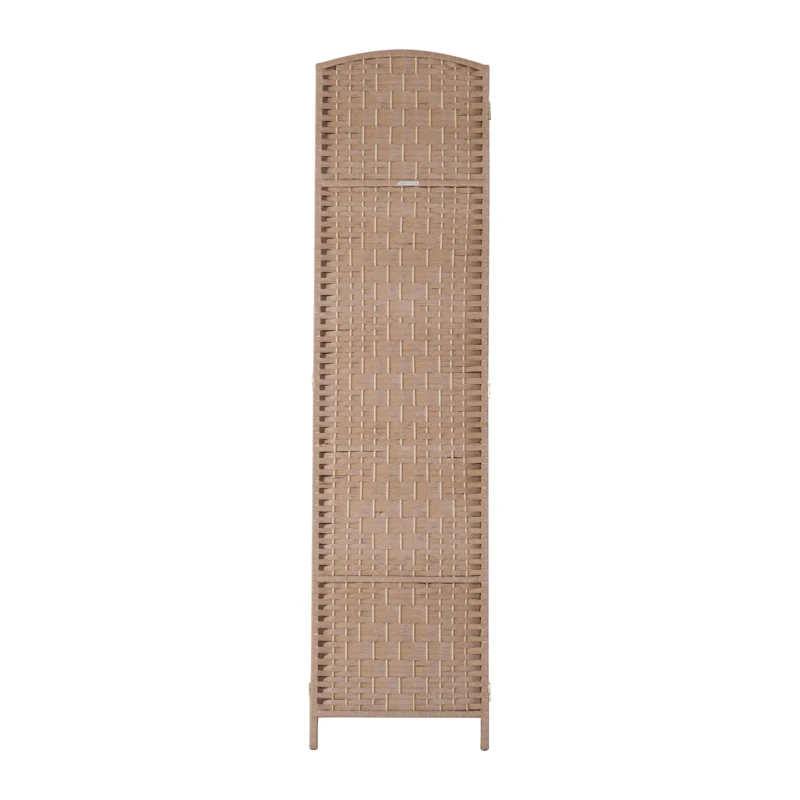 HOMCOM 6' Tall Wicker Weave 3 Panel Room Divider Wall Divider, Natural Wood