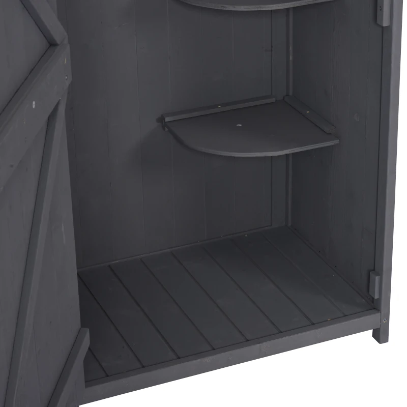 Outsunny 30" x 21" x 71" Garden Storage Shed, Outdoor Storage Shed with 3 Tier Shelves, Workshop Yard Tool Utility Storage House Water-resistant All-weather Cover Spire Roof, Grey