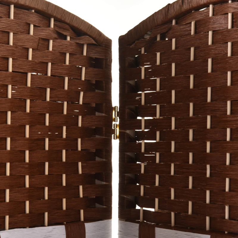 HOMCOM 6ft 4 Panel Diamond Weave Folding Room Divider with Freestanding Folding Screen & Stylish Wicker Material