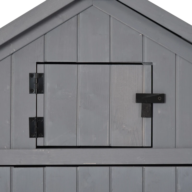 Outsunny 30" x 21" x 71" Garden Storage Shed, Outdoor Storage Shed with 3 Tier Shelves, Workshop Yard Tool Utility Storage House Water-resistant All-weather Cover Spire Roof, Grey