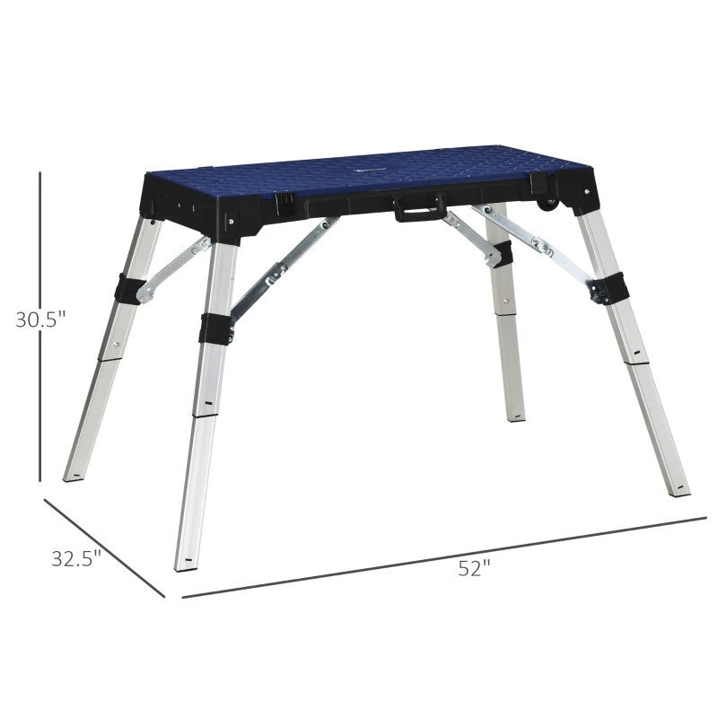 DURHAND 4 in 1 Portable Workbench, Folding Work Table, Scaffold, Dolly and Creeper with Adjustable Height and Reversible Top