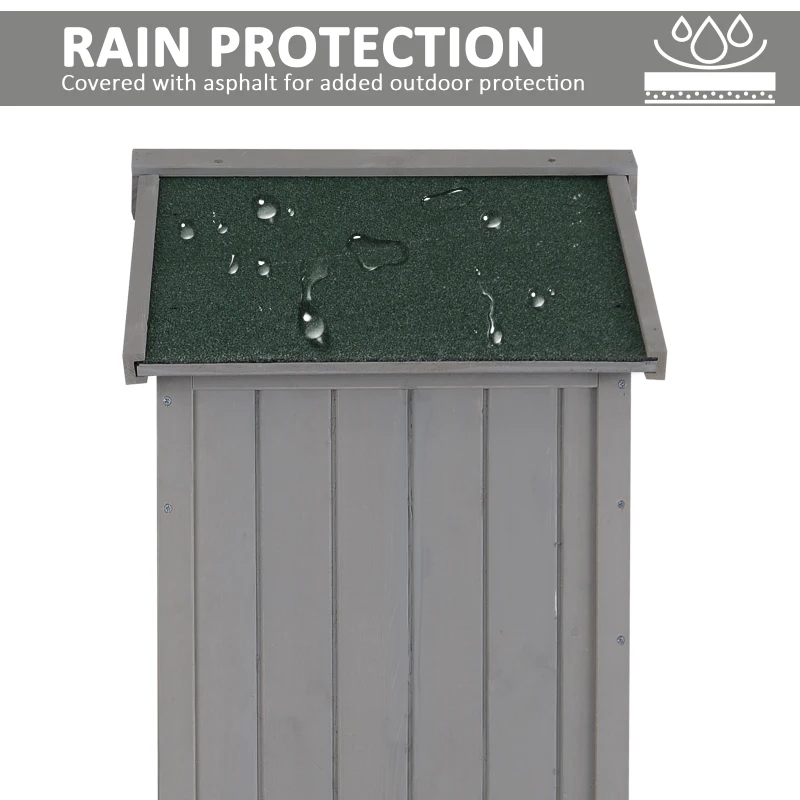 Outsunny 30" x 21" x 71" Garden Storage Shed, Outdoor Storage Shed with 3 Tier Shelves, Workshop Yard Tool Utility Storage House Water-resistant All-weather Cover Spire Roof, Grey