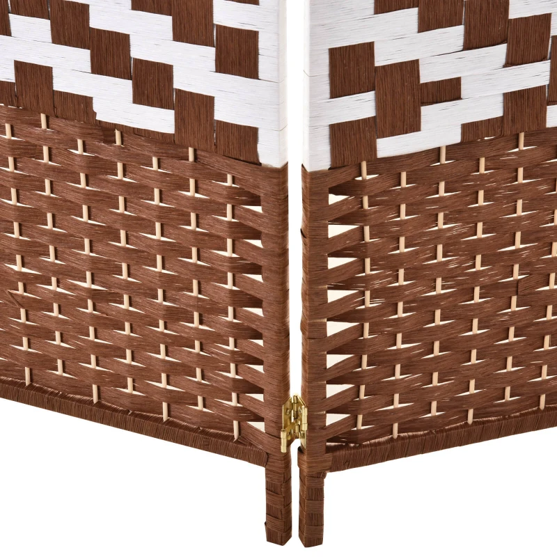 HOMCOM 6ft 4 Panel Diamond Weave Folding Room Divider with Freestanding Folding Screen & Stylish Wicker Material