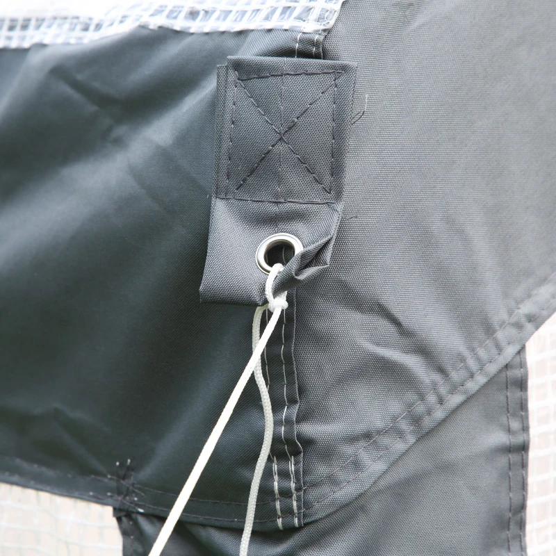 Outsunny 12' x 7' x 7' Greenhouse, Walk-in Outdoor Tunnel Green House with PE Cover, Steel Frame, 2 Roll-Up Zipper Doors & 4 Windows for Flowers, Vegetables, Tropical Plants, White/Dark Gray