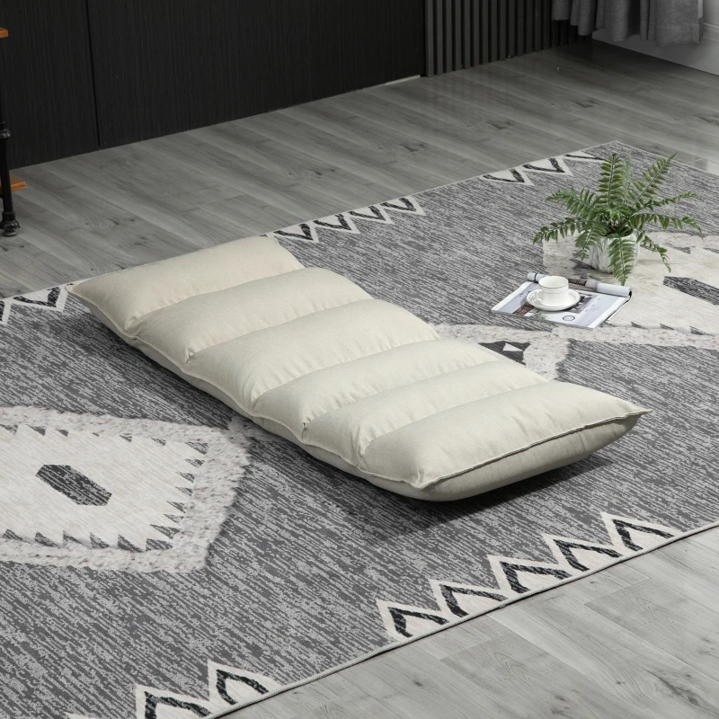 HOMCOM Foldable Floor Chair Gaming Sofa Couch Recliner with 5 Adjustable Positions, Padded Cushion, and Steel Frame for Meditation, Sleep, Reading, Watching, Cream White