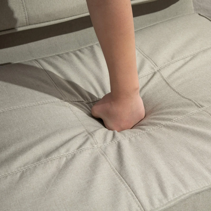 HOMCOM Convertible Flip Chair, Folding Upholstered Floor Sofa, Adjustable Guest Chaise Lounge, Dorm Bed with Metal Frame for Living Room and Bedroom, Gream White