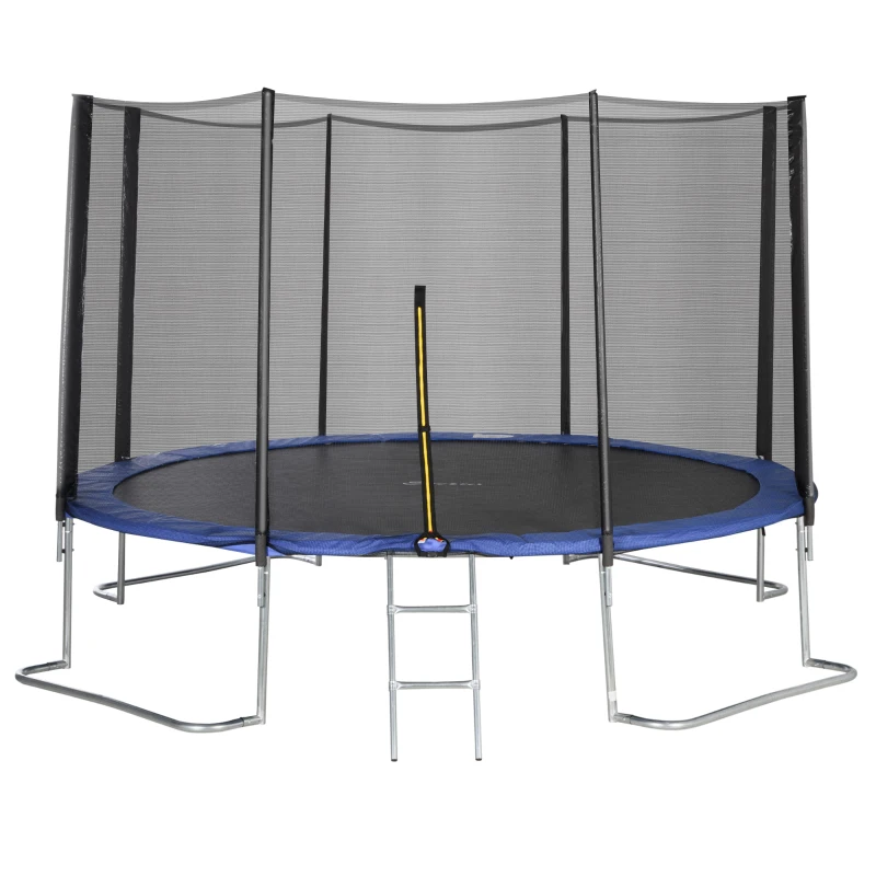 Soozier 12ft Trampoline with Safety Enclosure Net and Non-Slip Ladder for Teens and Adults Indoor and Outdoor Use, Blue