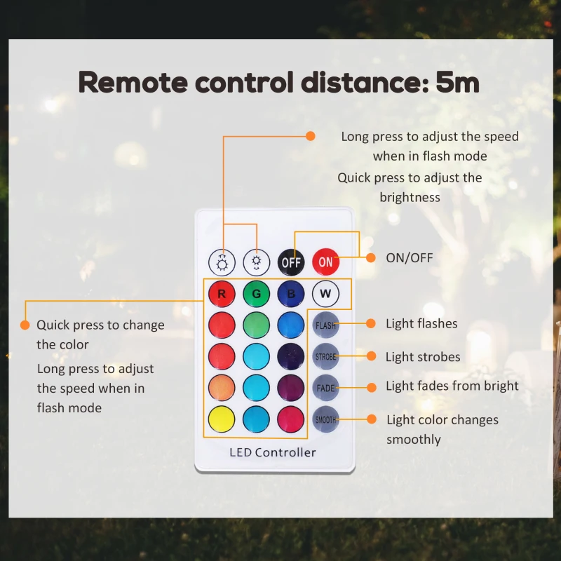 HOMCOM 12" RGB Led Cube Light Waterproof Rechargeable Adjustable Color Changing Tesseract Mood Lamp With Remote Control