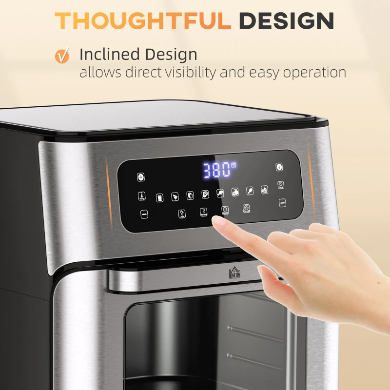 HOMCOM 10.5 Quart Air Fryer Oven with 8 Preset Cooking Menus, 1500W Air Fryer Toaster Oven, Countertop Convection Oven with 9 Accessories, Non-Stick Coating, Digital LED Screen