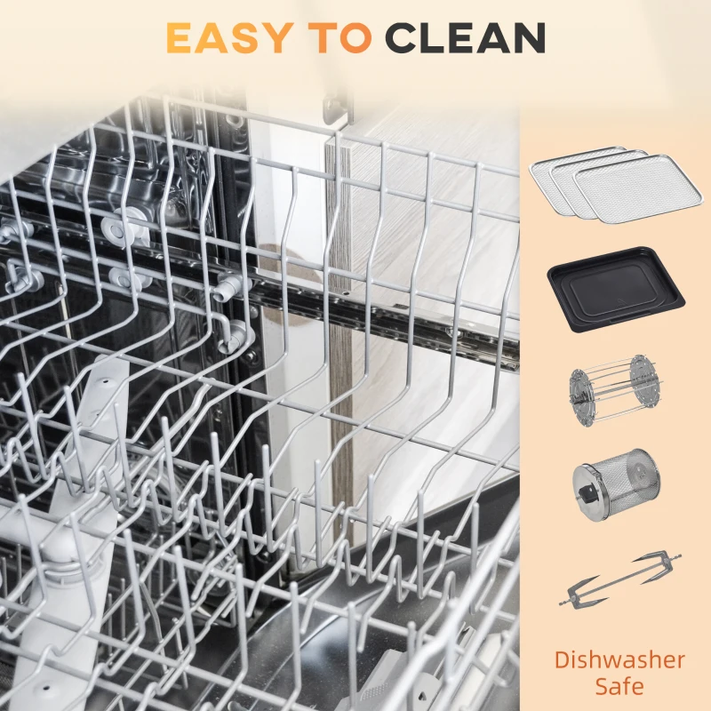 HOMCOM 10.5 Quart Air Fryer Oven with 8 Preset Cooking Menus, 1500W Air Fryer Toaster Oven, Countertop Convection Oven with 9 Accessories, Non-Stick Coating, Digital LED Screen