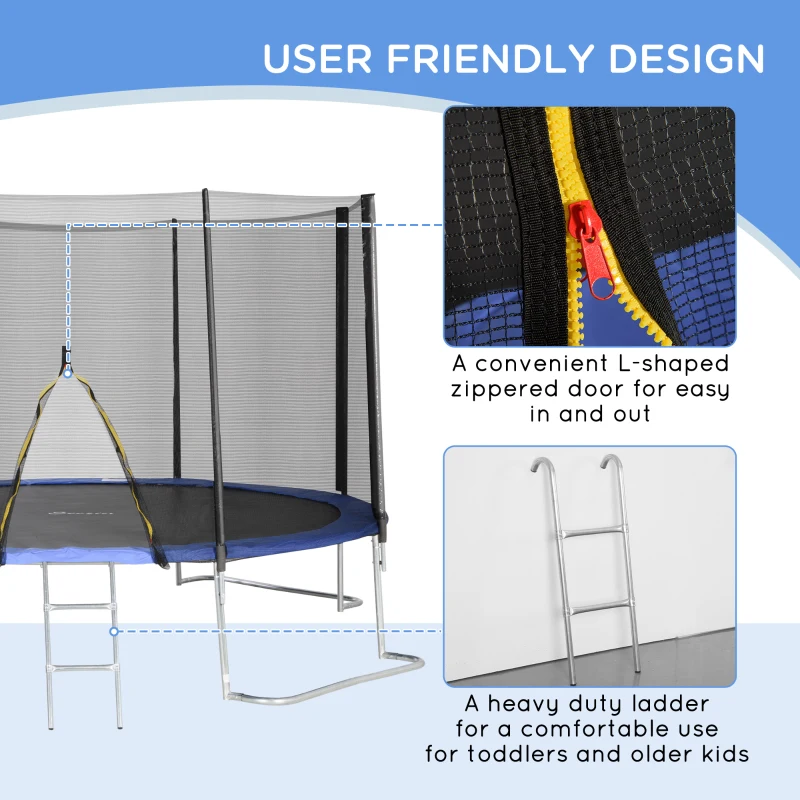 Soozier 12ft Trampoline with Safety Enclosure Net and Non-Slip Ladder for Teens and Adults Indoor and Outdoor Use, Blue