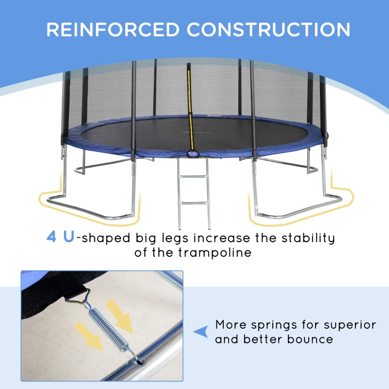 Soozier 12ft Trampoline with Safety Enclosure Net and Non-Slip Ladder for Teens and Adults Indoor and Outdoor Use, Blue