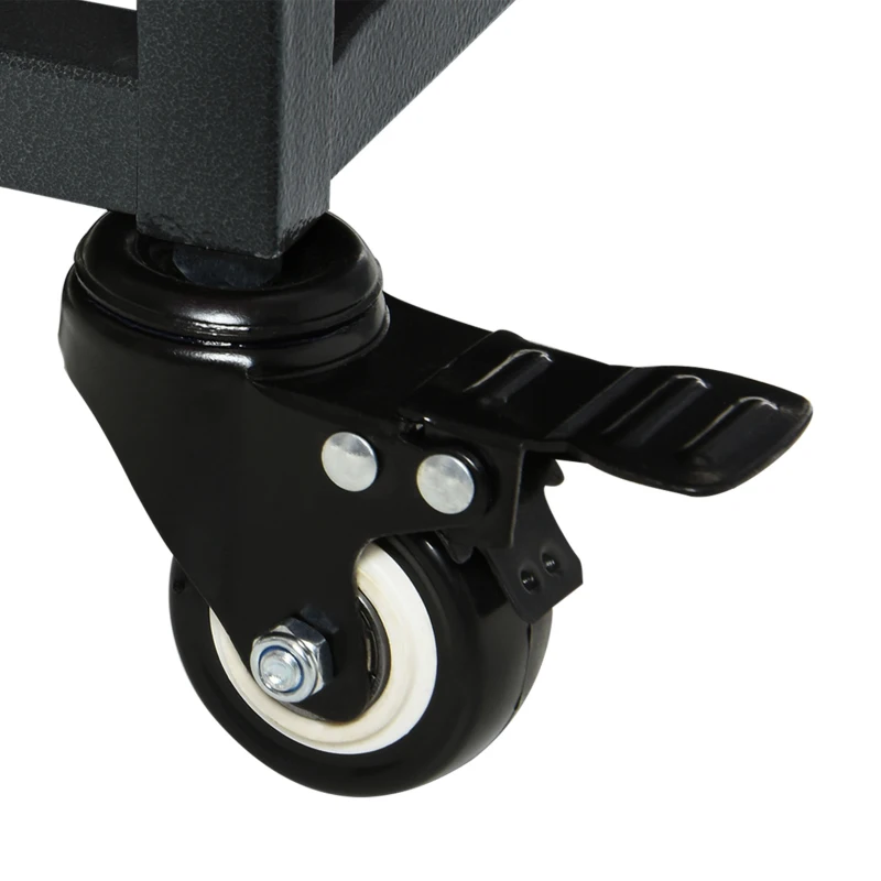 PawHut 36" Heavy Duty Dog Crate Metal Cage Kennel with Lockable Wheels, Double Door and Removable Tray, Gray